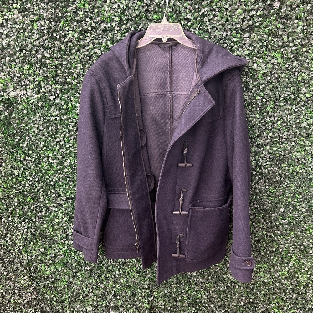 THEORY Dark Blue Wool Blend Coat - XXL (Broken Zipper)